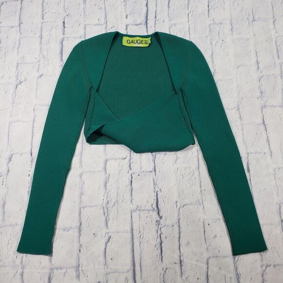 Gauge81 WOMENS SIZE M Sweater Top Green Crop Knit Twist Designer - Picture 1 of 10